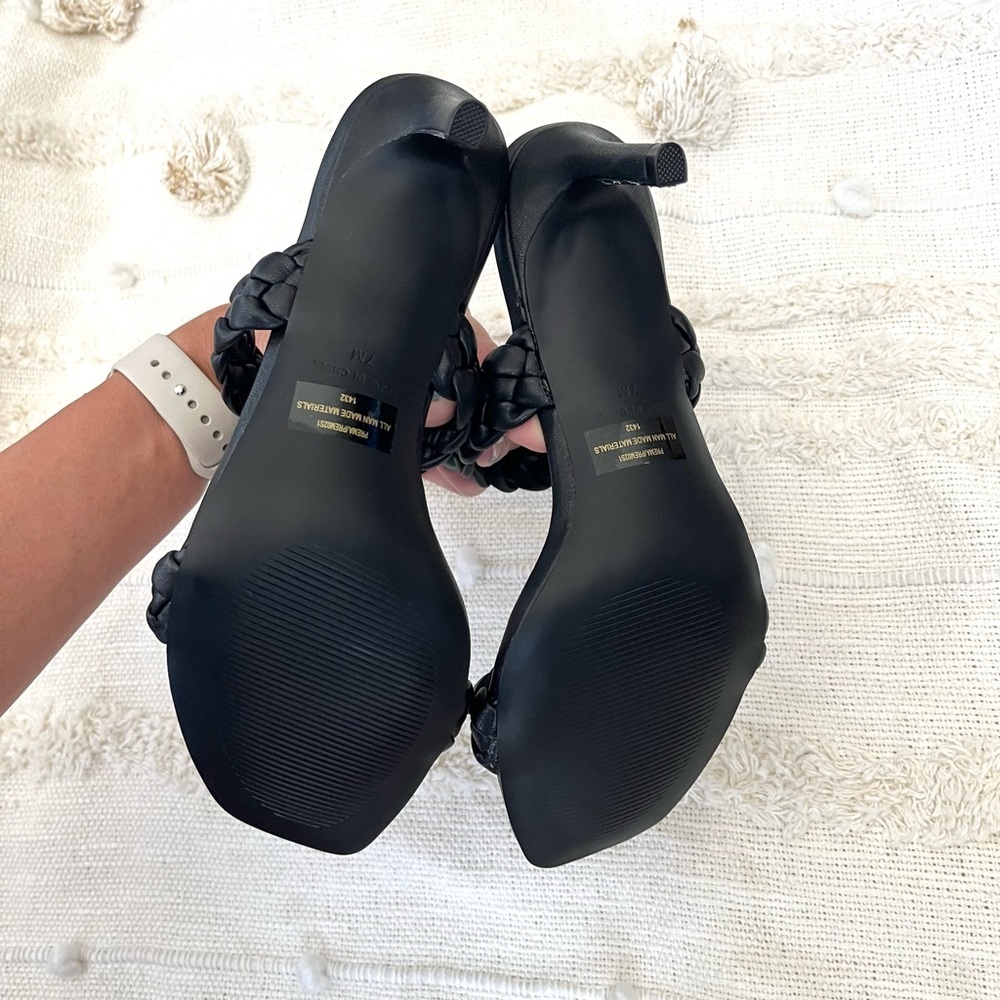NWT Steve Madden Black Prema Braided Sandal heels size 7 - Picture 5 of 5